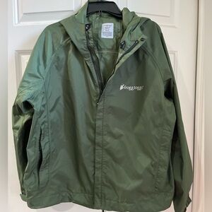 Frogg Toggs Mens Green Long Sleeve Zip Front Hooded Windbreaker Jacket Sz M/L